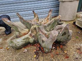 A VINTAGE NATURAL FORM ROOTWOOD TABLE BASE.