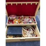 TWO VINTAGE JEWELLERY BOXES AND CONTENTS, TO INCLUDE A SILVER CHARM BRACELET, EARRINGS, BROOCH AND