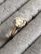 A 9ct HALLMARKED GOLD CZ SOLITAIRE RING. FINGER SIZE I 1/2. WEIGHT 2.80grms.