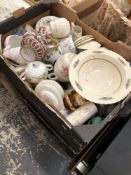 FOUR TRAY CARTONS OF CERAMICS AND GLASS TO INCLUDE TEA WARES, JUGS AND DRINKING GLASS