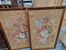 A PAIR OF DECORATIVE LARGE FLORAL PAINTINGS ON FABRIC BACKINGS SIGNED G. LANDIANI