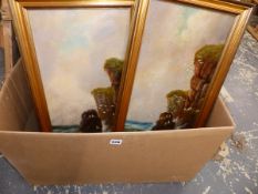 TWO OILS ON BOARD OF CLIFFS AND SEA BIRDS. 60 x 25cms TOGETHER WITH VARIOUS FURNISHING PICTURES (