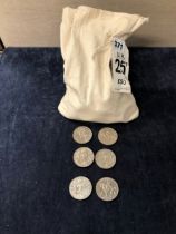 A LARGE BAG OF UNCIRCULATED GB CROWNS.