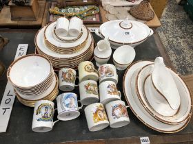 CONNAUGHT PATTERN DINNER WARES TOGETHER WITH CORONATION MUGS