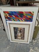 A LARGE PRINT AFTER BRIDGET RILEY AND A SIGN PRINT AFTER DUNCAN PALMER