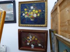 TWO OILS ON BOARD OF STILL LIFE FLOWERS, SIGNED GITK AUGUST 71 AND UNSIGNED. 57 x 81cms