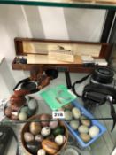 A PENTAX K1000 CAMERA, THREE CARVED BRIAR PIPES AND A LEROY LETTERING SET