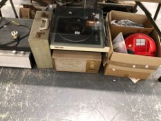 DANSETTE, ULTRA AND DECCA TURNTABLES, LP RECORDS AND A FAST STEAM CLEANER