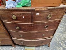 A 19th C. BOW FRONT CHEST OF DRAWERS