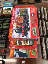 BOXED HORNBY DUBLO SANTAS EXPRESS, HIGH SPEED AND EUROSTAR TRAIN SETS