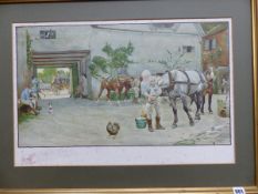 CECIL ALDIN LITHOGRAPHIC PRINT, PENCIL SIGNED LOWER LEFT AND BLIND STAMPED LAWRENCE AND BULLEN PROOF