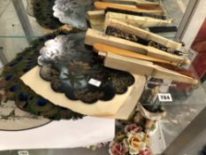 FANS: TO INCLUDE LACE, PAPIER MACHE AND PEACOCK FEATHER EXAMPLES