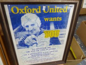 FRAMED POSTER FOR OXFORD UTD SPONSORED WALK, 1981, MULTIPLE AUTOGRAPHS. 60 x 46cms