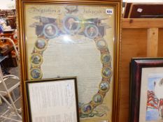 A FRAMED FACSIMILE OF THE US CONSTITUTION TOGETHER WITH ASSOCIATED CATALOGUE