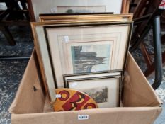 A BOX OF EIGHT FRAMED PRINTS