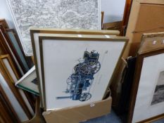 A QUANTITY OF PRINTS INCLUDING TRACTION ENGINES, MOTOR RACING ETC (22)