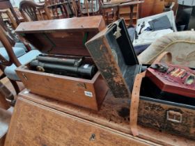 AN ANTIQUE SURVEYORS LEVEL LACHENAL SQUEEZE BOX