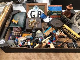 ROBERTSON GOLLY MUSICIANS, HORNBY DUBLO ROLLING STOCK, A PAIR OF LORGNETTES, A GILT CASED