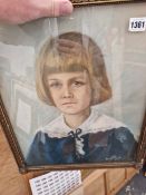 AN ANTIQUE PASTEL PORTRAIT OF A YOUNG WOMAN DATED 1918. 42 x 36cms