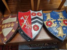A GROUP OF FIVE HERALDIC SHIELDS.