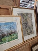 WATERCOLOUR AND GOUACHE OF A SPRING MEADOW TOGETHER WITH A PASTEL STUDY AND AN OIL ON CANVAS OF