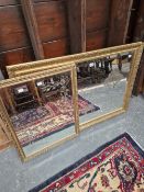 TWO ETCHED GLASS GILT FRAMED MIRRORS.