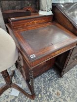 AN EDWARDIAN INLAID DAVENPORT DESK.