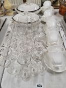 VARIOUS TEA WARES AND DRINKING GLASSES.