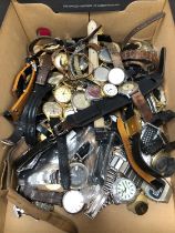 A LARGE COLLECTION OF MOSTLY VINTAGE WRISTWATCHES TO INCLUDE A COLLECTION OF SILVER EXAMPLES AND