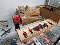 LEAD SOLDIERS, A WOODEN FORT, FIVE CHINESE DIE CAST WAR PLANES, ETC.
