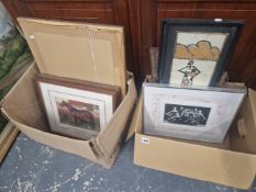 A COLLECTIVE LOTS . VARIOUS PRINTS WATERCOLOURS AND OTHER PICTURES.