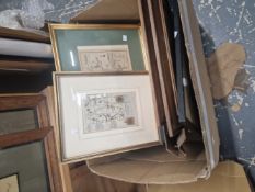18TH AND 19TH CENTURY MAPS, VARIOUS COACHING AND OTHER PRINTS ETC.