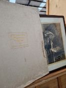 A FOLIO OF LOOSE AND MOUNTED ETCHINGS TOGETHER WITH A FRAMED PRINT OF AN ECCLESIASTICAL SCENE AND