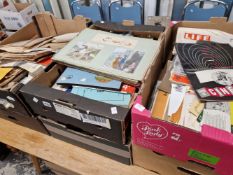 A LARGE COLLECTION OF ANTIQUE AND LATER EPHEMERA INCLUDING POSTCARD AND SCRAP ALBUMS, AN ALBUM OF