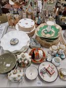 STAFFORDSHIRE FLAT BACK CASTLES, DECORATIVE CHINA AND TRINKET BOXES.
