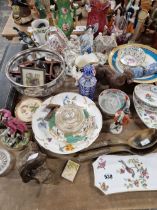 VARIOUS STAFFORDSHIRE AND OTHER FIGURINES, VICTORIAN AND OTHER DECORATIVE CHINA ETC.
