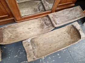 THREE VINTAGE RUSTIC DOUGH BINS.