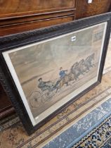 AN ANTIQUE PRINT, ETHAN ALLEN AND MATE AND LANTERN AND MATE, HORSE RACING PRINT.