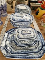 A BURLEIGH BELVOIR BLUE AND WHITE DINNER SET