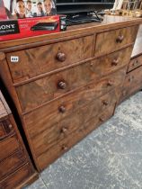 A 19TH C. MAHOGANY CHEST OF DRAWERS