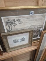 TWO EARLY PRINTS OF LYON AND A MORDERN ART PICTURE.