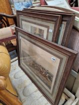 A SET OF FOUR ANTIQUE OAK FRAMED SPORTING PRINTS AFTER ALKEN.