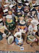 A LARGE COLLECTION OF DOULTON AND OTHER CHARACTER JUGS.
