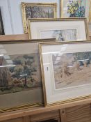 J MURRAY THOMPSON, TWO WATERCOLOUR LANDSCAPES AND A FURTHER UNSIGNED PAINTING.