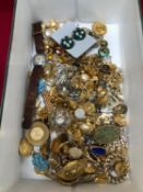 A LARGE COLLECTION OF PREDOMINANTLY VINTAGE DRESS JEWELLERY TO INCLUDE CLIP ON EARRINGS MADE IN