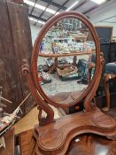 A LARGE VICTORIAN DRESSING TABLE MIRROR.