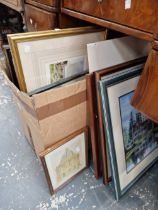 A QUANTITY OF WATERCOLOURS, PRINTS AND OTHER PICTURES.