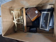 ANTIQUE POSTAL SCALES, A DESK SET, SCALE WEIGHTS, ETC.
