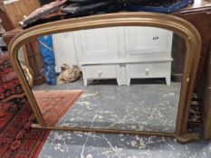 A VICTORIAN OVER MANTLE MIRROR.
