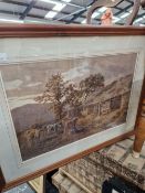 A LARGE ANTIQUE WATER COLOUR ALFRED BAKER.